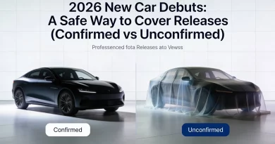 The bright stage of a 2026 International Auto Show with a vehicle under a silk cover ready for debut.