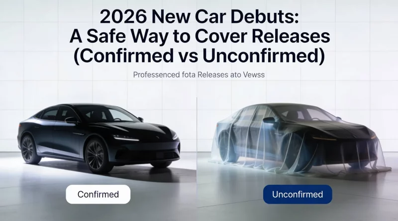 The bright stage of a 2026 International Auto Show with a vehicle under a silk cover ready for debut.