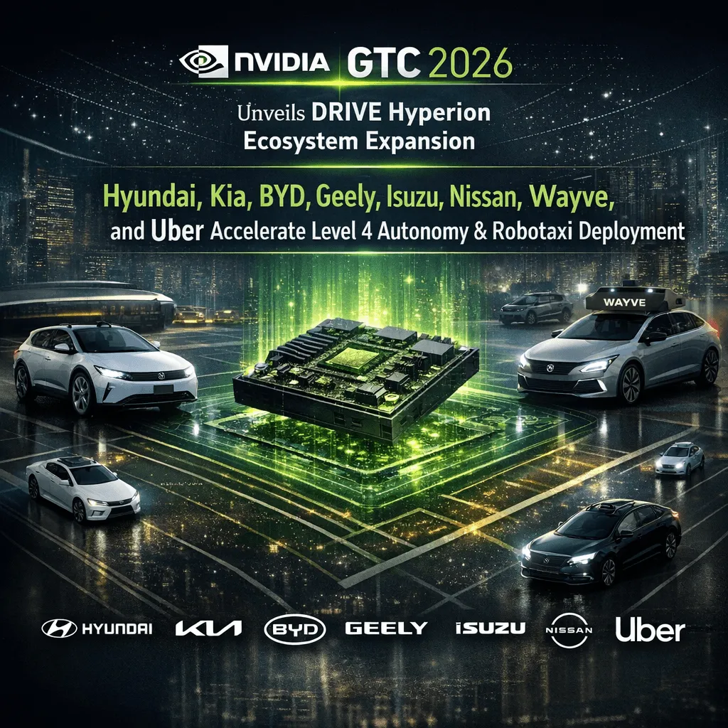 NVIDIA GTC 2026 Unveils DRIVE Hyperion Ecosystem Expansion: Hyundai, Kia, BYD, Geely, Isuzu, Nissan, Wayve, and Uber Accelerate Level 4 Autonomy and Robotaxi Deployment