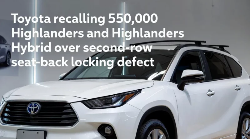 Toyota Recalls 550000 Highlander